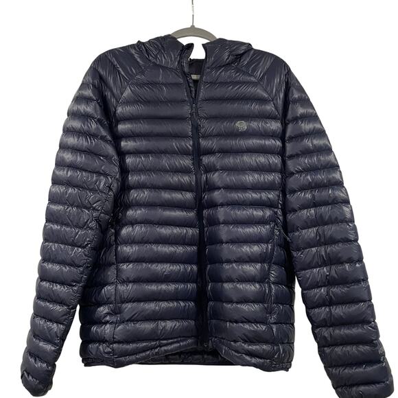 Mens Mountain Hardwear Navy Blue Down Hooded Ghost UL Jacket Size L - Picture 1 of 7